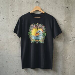 Stick Figure Band Tropical Wave Sunset Black Reggae Rock Graphic Tee